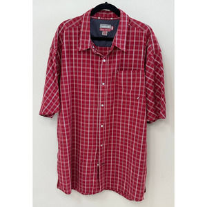 Ecko Unltd Mens Red White Plaid Short Sleeve Button Down Shirt 2XL Streetwear